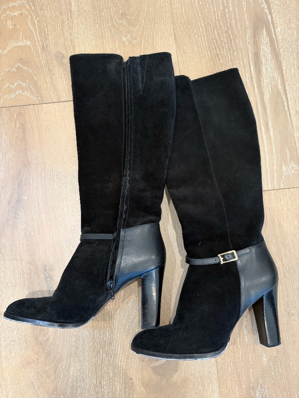 Black suede knee height boots
